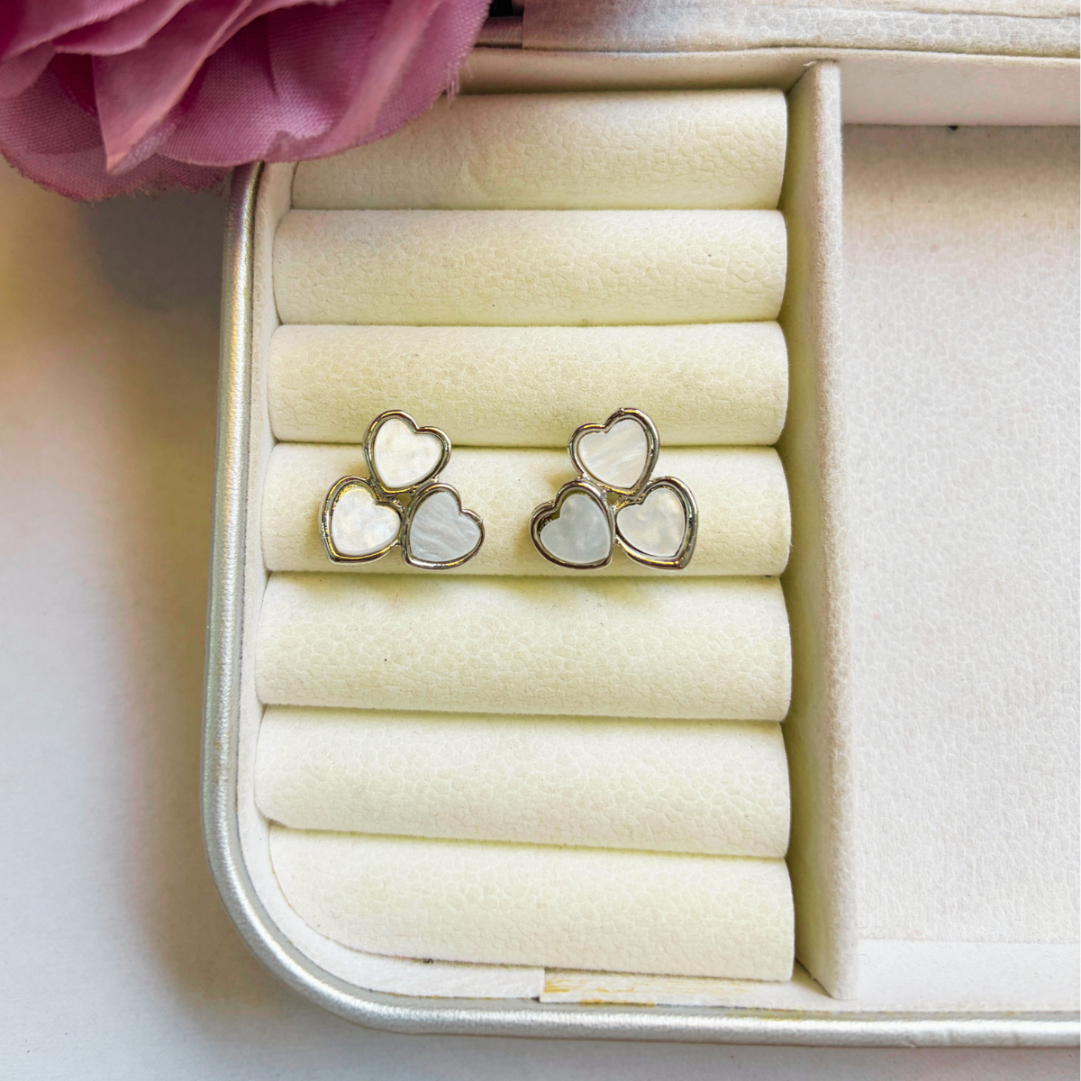 Beloved Heart Stud Earrings- Silver