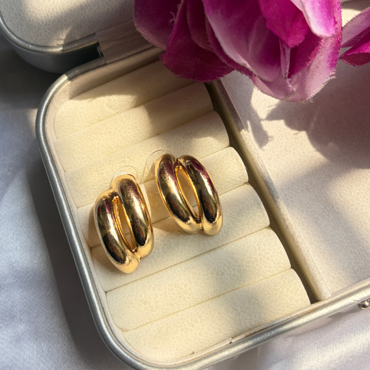 Golden Drama Stud Earrings