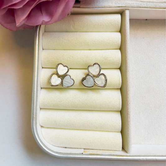 Beloved Heart Stud Earrings- Silver