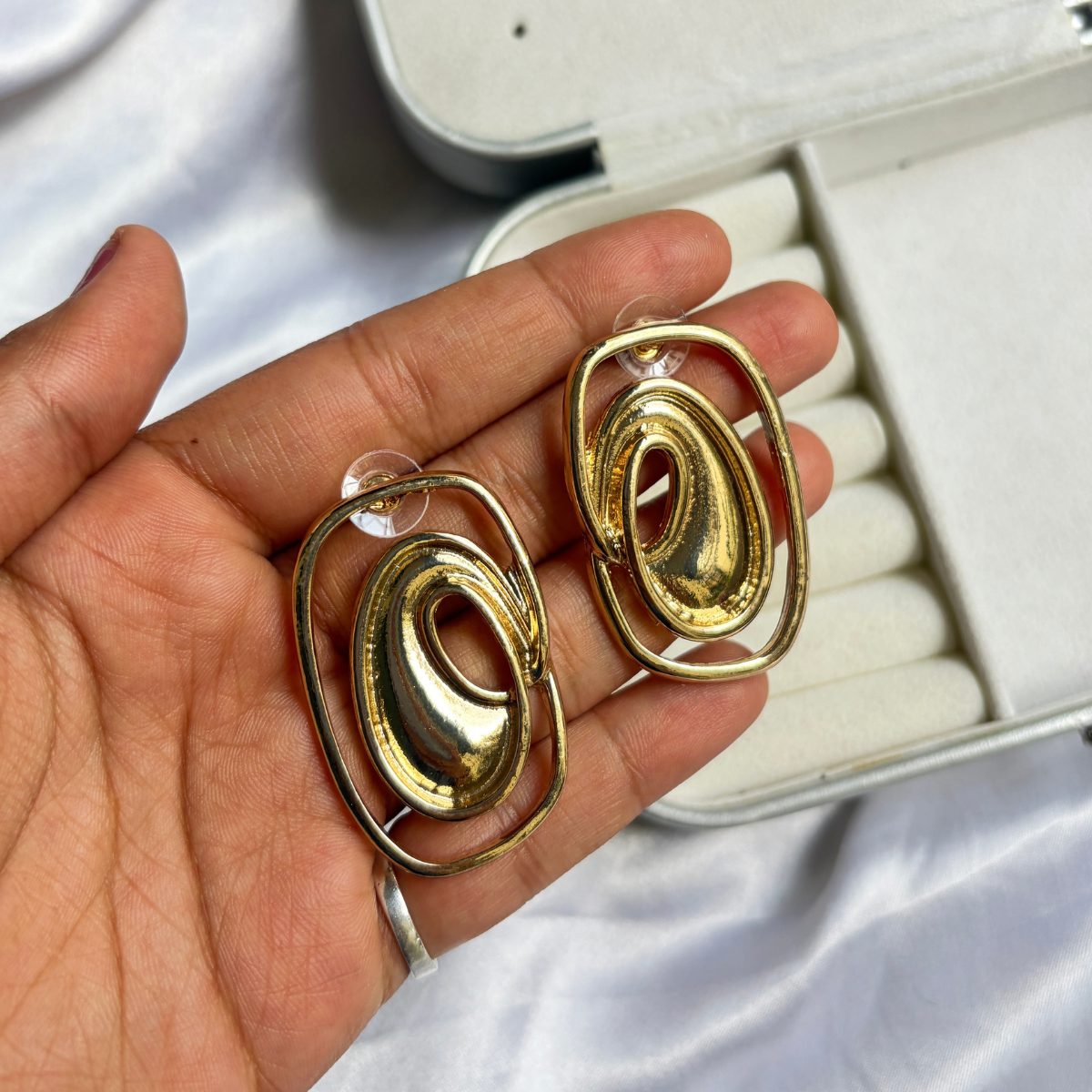 Gold Abstract Statement Earrings