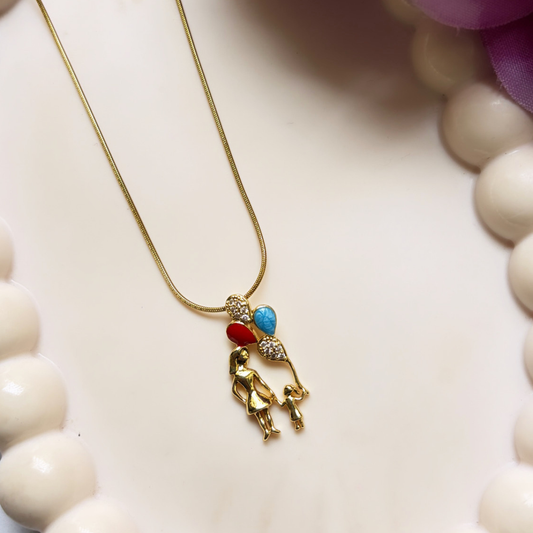 Mom Child Necklace- Gold