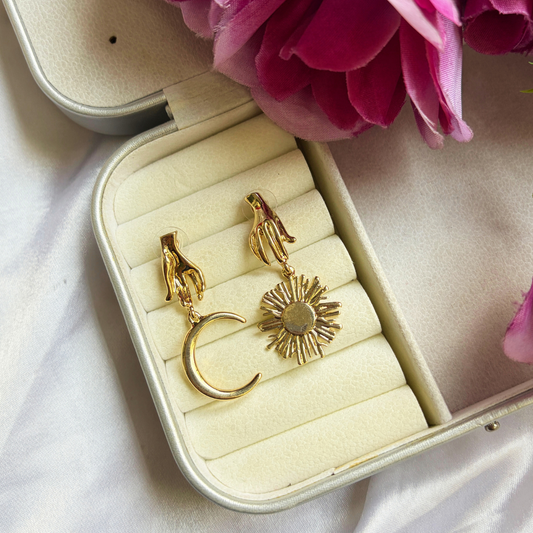Sun Moon Abstract Earrings