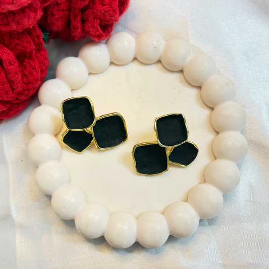 Black Statement Stud Earrings