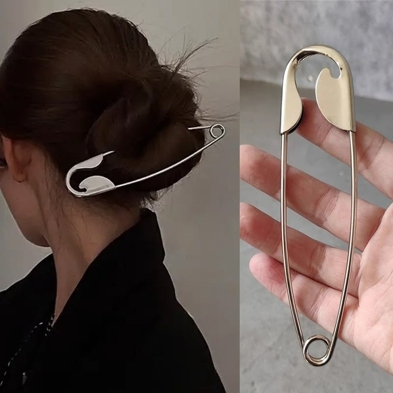 Statement Safety Pin Hairpin- Silver